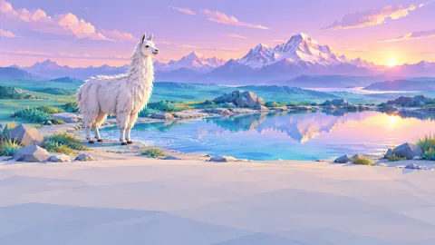 White Llama on Highland Pond
