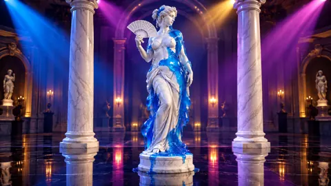 Marble Statue With Blue Slime
