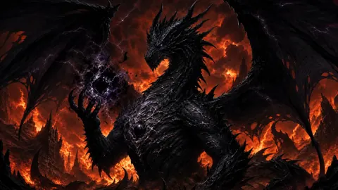 Black Spiked Dragon With Lightning