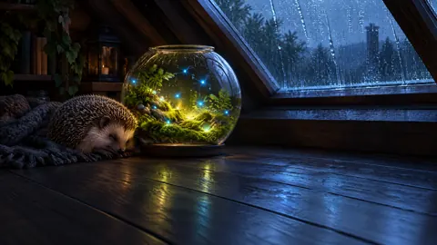 Sleeping Hedgehog by Terrarium