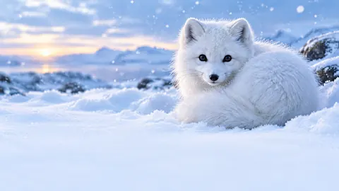 Arctic Fox in Falling Snow