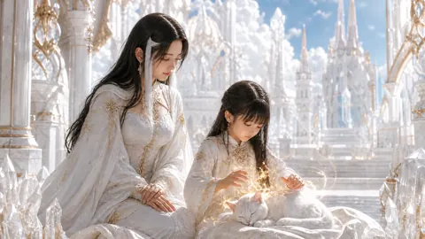 Japanese Mother and Daughter Healing Cat