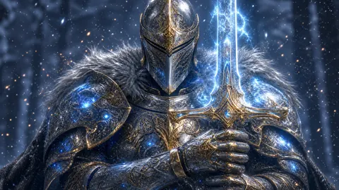 Armored Knight With Blue Sword