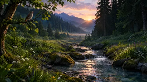 Nightingale Above Mountain Stream