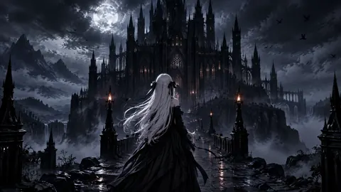 White-Haired Girl at Gothic Castle