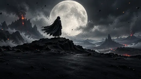 Masked Wanderer Beneath Pale Moon