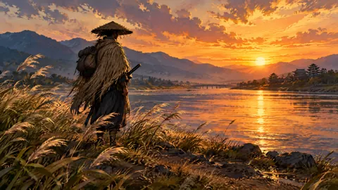 Swordsman by Sunset River