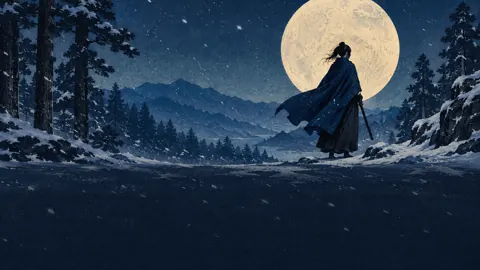 Swordswoman on Snowy Mountain Pass