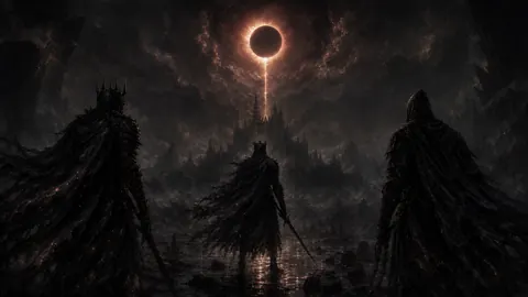 Armored Figures Before Eclipse Castle