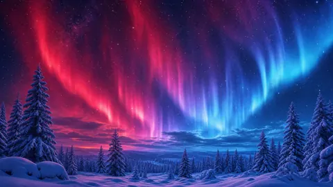 Aurora Over Snowy Pines