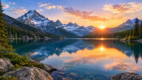 Alpine Lake Sunset Reflection