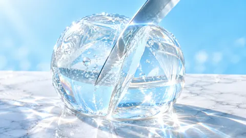 Knife Slicing Ice Sphere