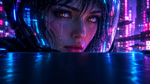Woman Behind Rainy Visor
