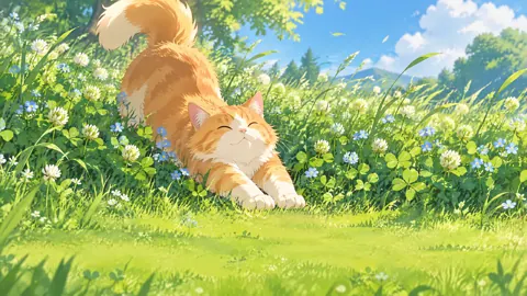 Ginger Cat in Clover Meadow