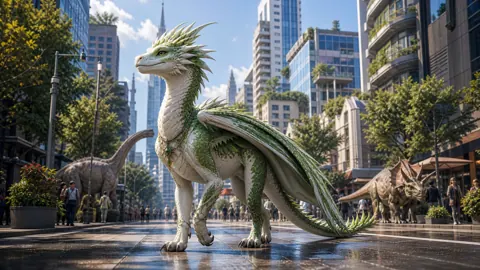 Feathered Wyvern Among Dinosaurs