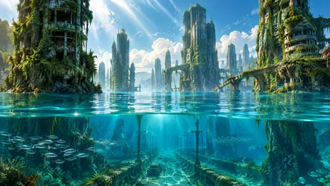 Sunken City With Silver Fish