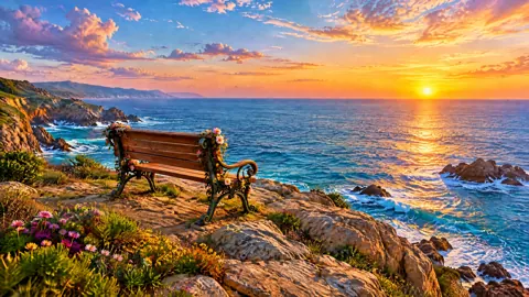Flower Bench Above Turquoise Surf