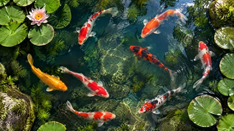 Koi Pond with Lotus