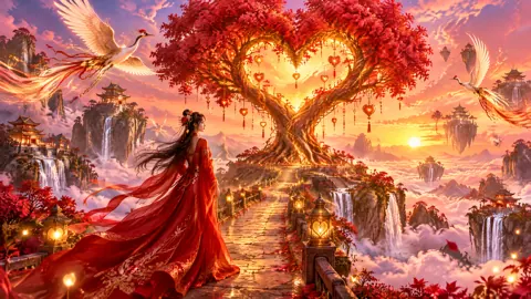 Woman Before Heart Tree