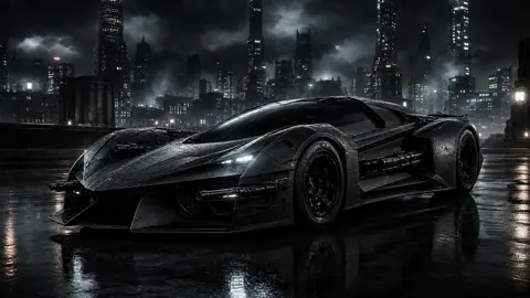 Armed Supercar on Rainy Rooftop