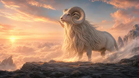 Giant Ram Above Clouds