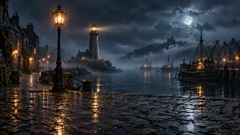 Moonlit Gothic Harbor