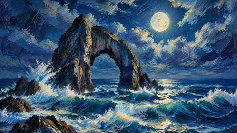 Moonlit Stone Arch Waves