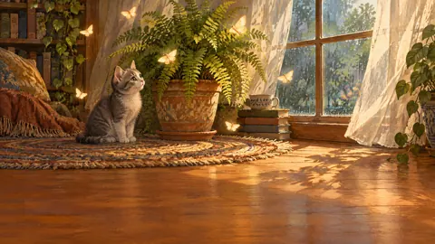 Kitten Watching Moths by Fern
