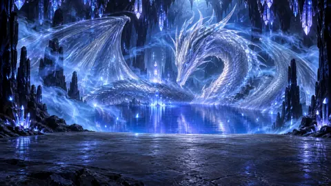 Silver Dragon Above Indigo Lake