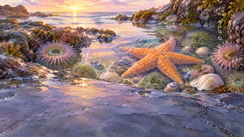 Orange Starfish Tide Pool Sunrise