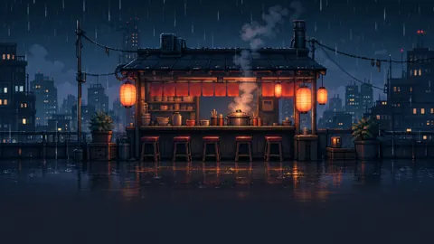 Rooftop Noodle Stall Rain