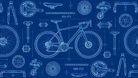 Road Bicycle Blueprint Grid