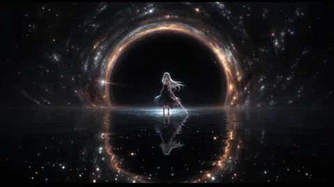 White-Haired Warrior Before Black Hole