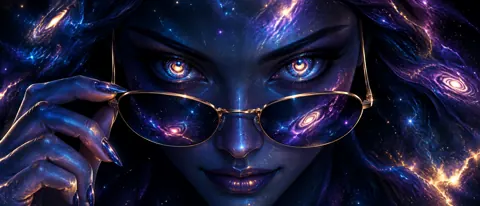Cosmic Woman With Gold Glasses