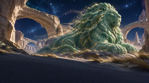 Jade Lion Under Stars