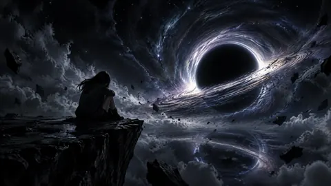 Woman Facing a Black Hole