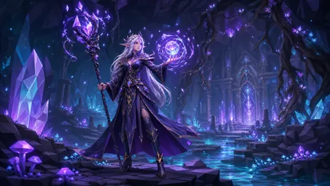 Elf Mage in Crystal Cavern