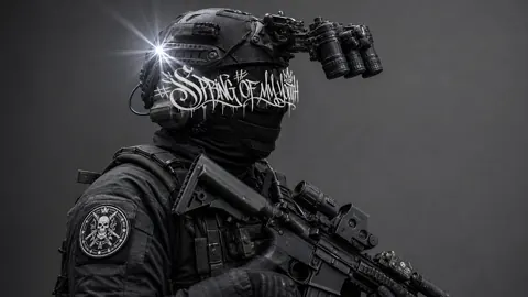 Tactical Soldier With Graffiti Mask