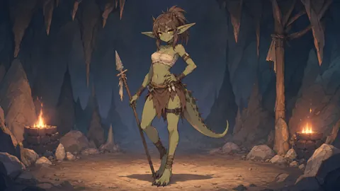 Kobold Spearwoman in Cave