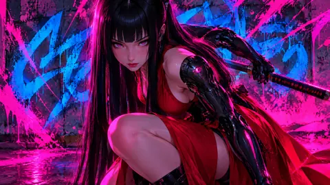 Cyber Samurai With Katana