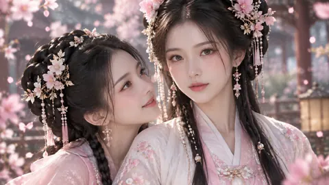 Hanfu Women Under Cherry Blossoms