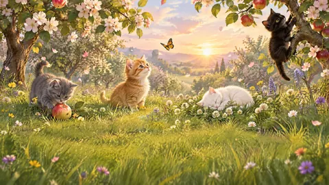 Kittens in Wildflower Orchard