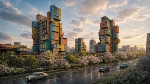 Soviet Towers on Wet Boulevard
