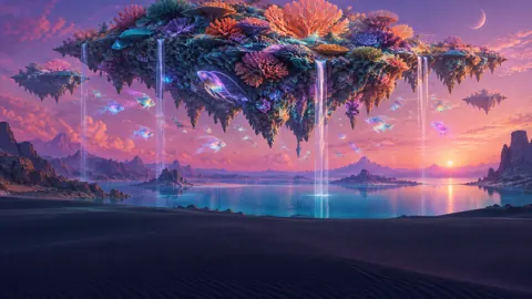 Floating Coral Reef Waterfalls