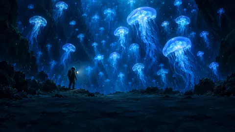 Deep-Sea Explorer Among Jellyfish
