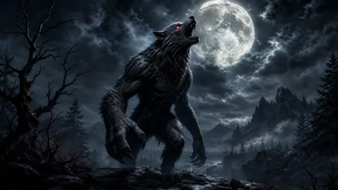 Werewolf Howling in Moonlit Forest