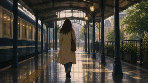 Woman Leaving Train Platform