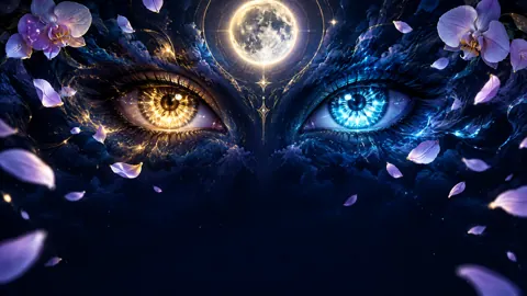 Celestial Eyes Beneath Haloed Moon