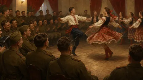 Soviet Soldiers Watching Folk Dance