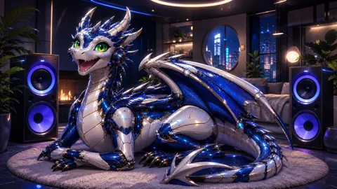 Robotic Wyvern With Headphones